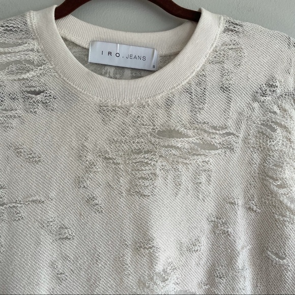 IRO Jeans Kismet Distressed Cream Sweatshirt Small - Picture 4 of 7